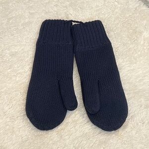 Aritzia Navy Fleece Lined Mittens